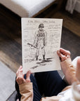 Woman holding a D-Day sketch replica document