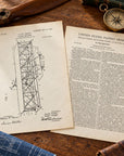 Reproductions of the Wright brothers' 1906 flying machine patent, featuring technical aircraft drawings and patent text.