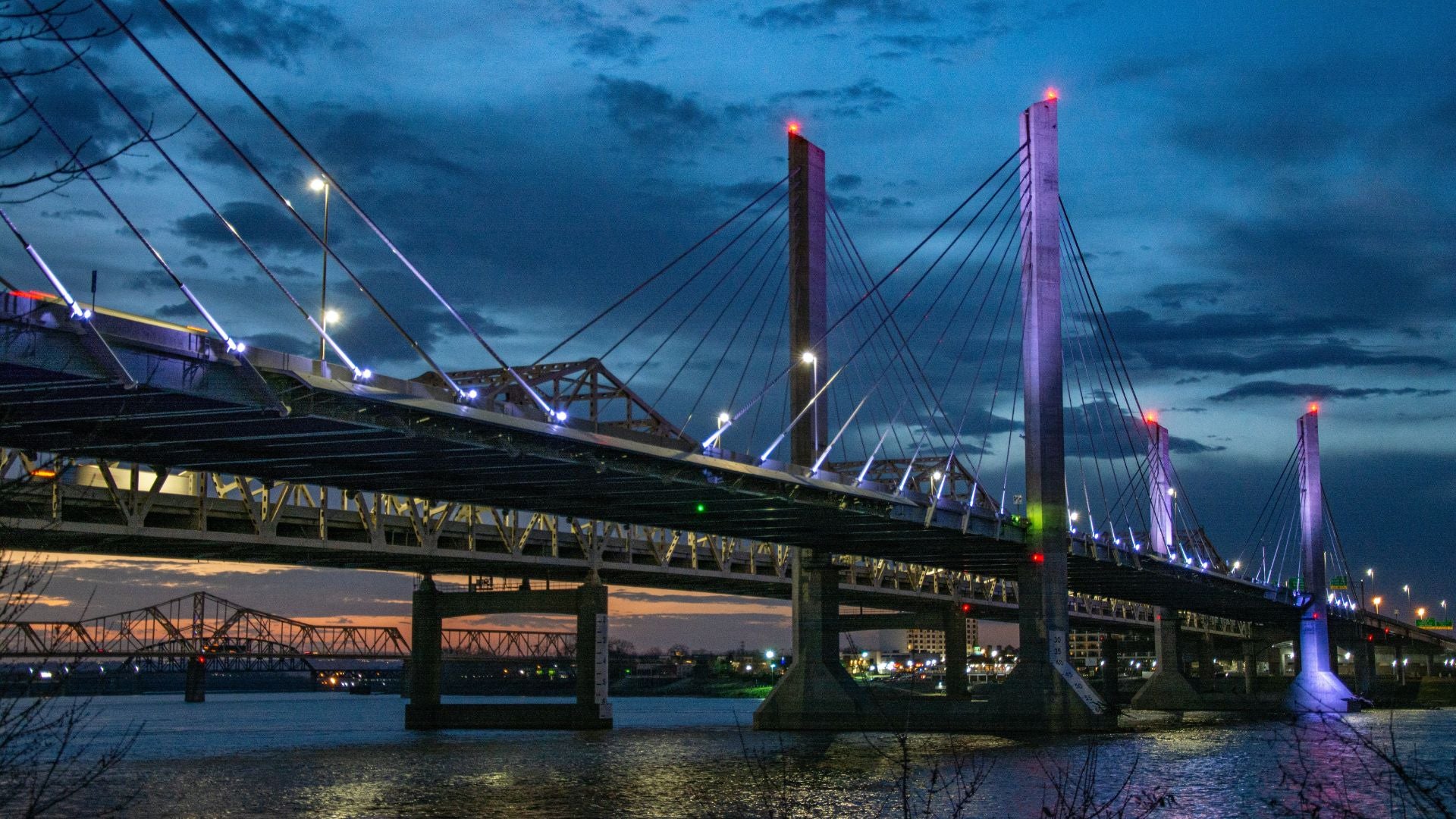 Abraham Lincoln Bridge in Louisville, KY at night. - History By Mail
