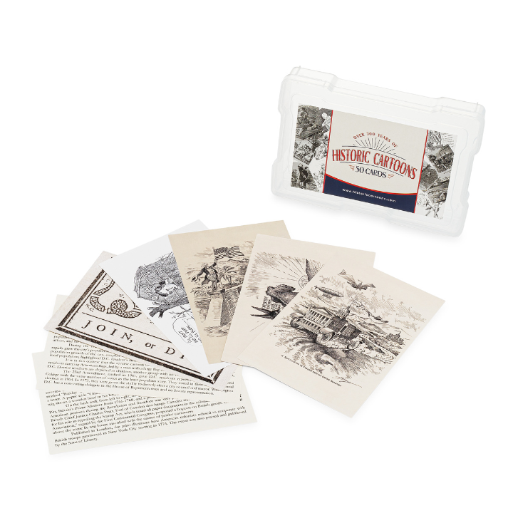 50-card set of Historic Cartoons in a plastic keepsake box - History By Mail