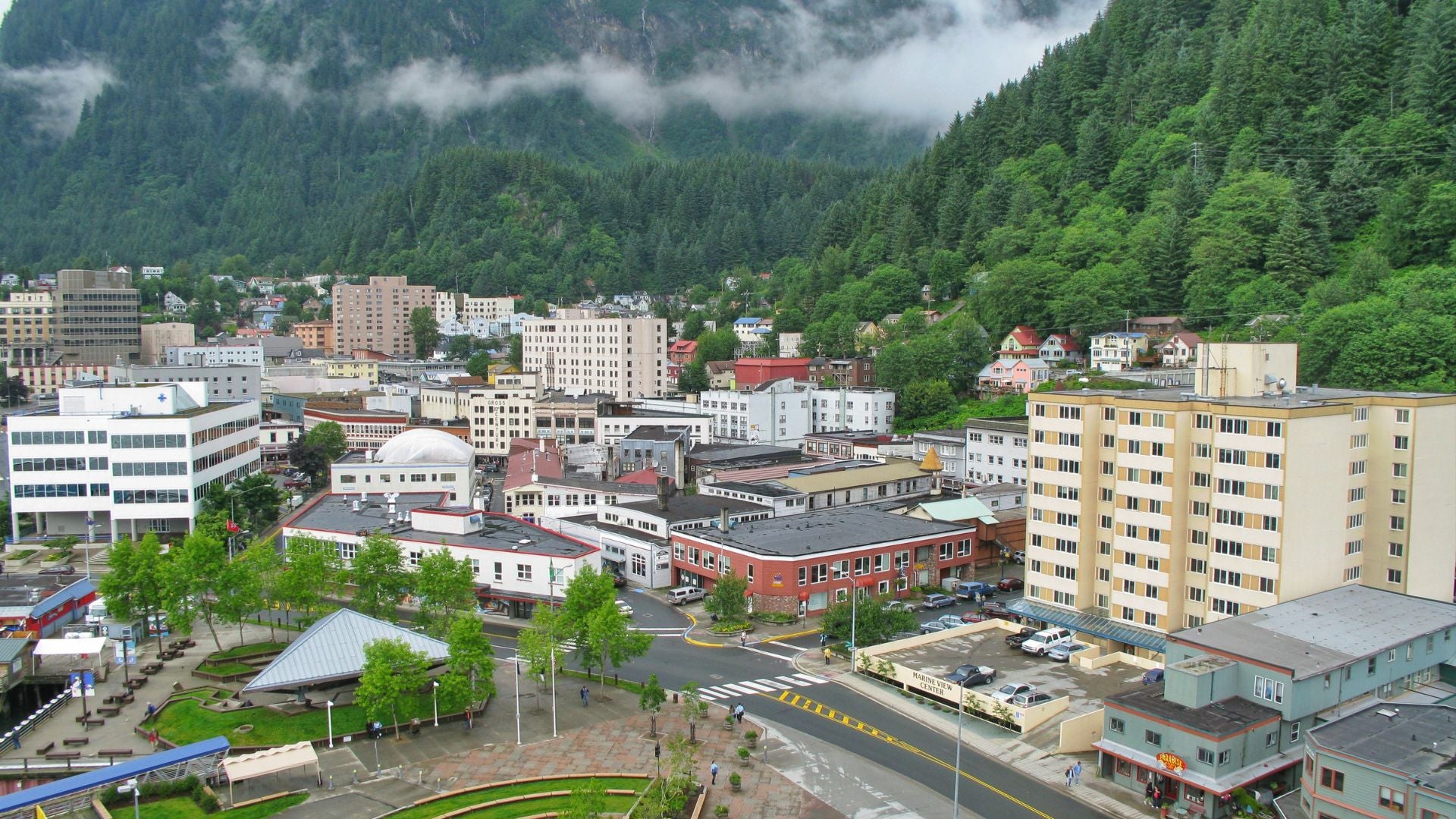 Aerial view of the city of Juneau in Alaska. - History By Mail