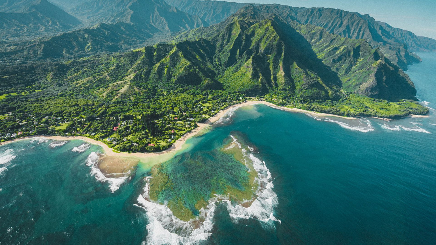 Aerial view of Kalepa Ridge on the island of Kauai, Hawaii. - History By Mail