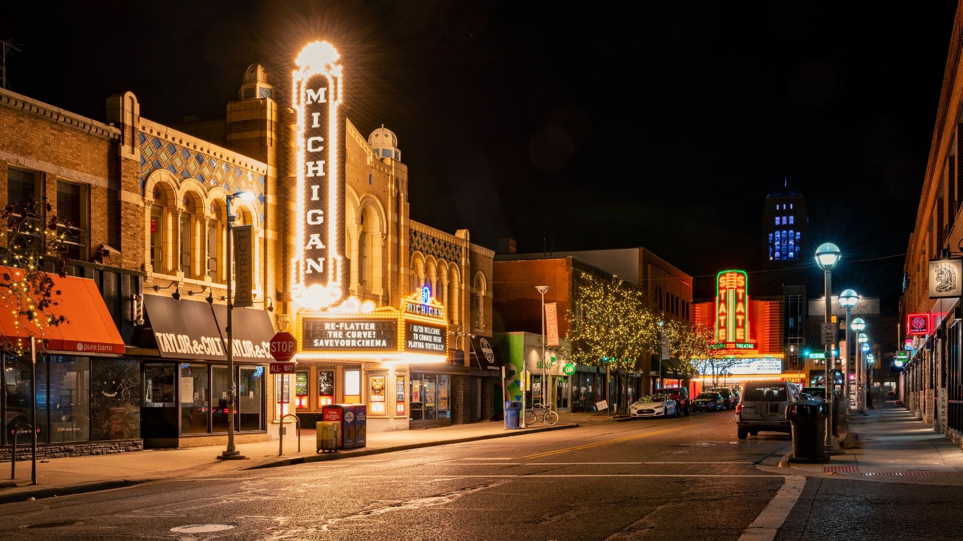 Michigan Theater in Ann Arbor at night. - History By Mail