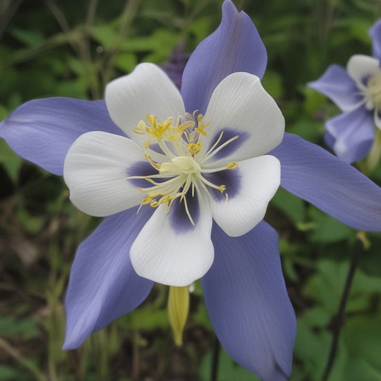 White and Lavender Columbine is identified by its beautiful blue-violet petals and spurs. History By Mail