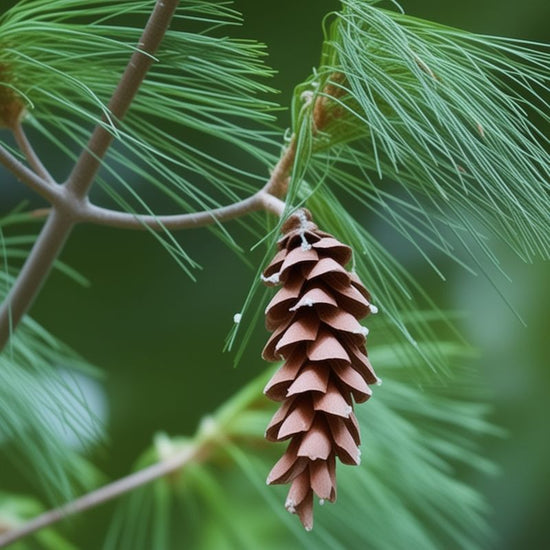 A white pine cone and tassel have overlapping scales that open to release pollen. - History By Mail