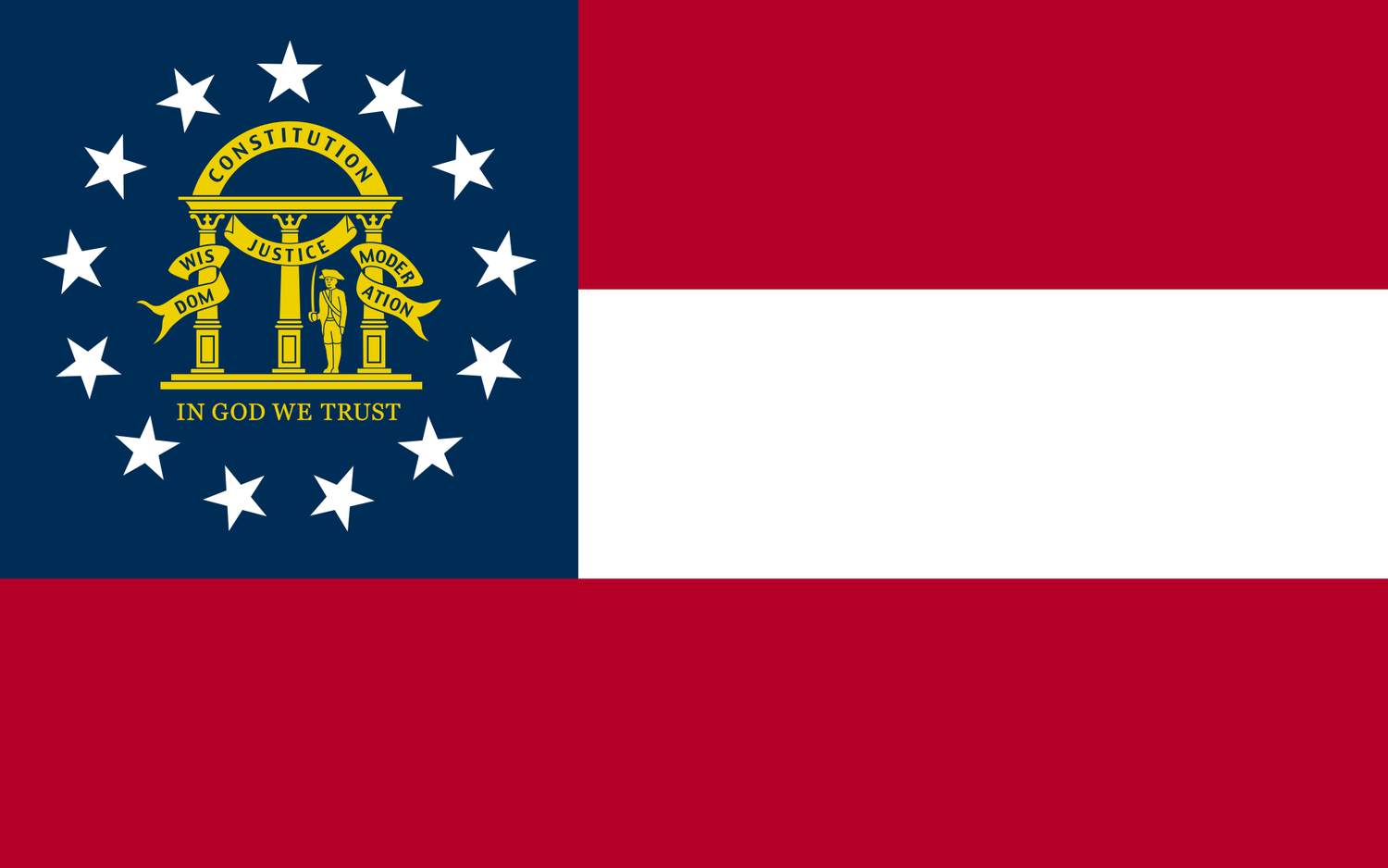 The official state flag of Georgia was adopted in 2003 and features a red saltire on a white background - History By Mail