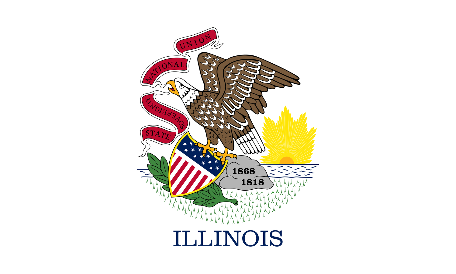 The official state flag of Illinois was adopted in 1969 and features the Great Seal of Illinois. - History By Mail