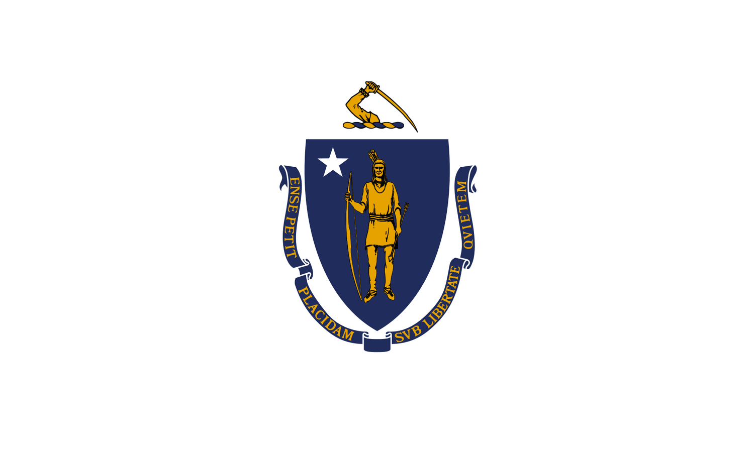 The official state flag of Massachusetts was adopted in 1971 and features the state coat of arms on a white field. - History By Mail