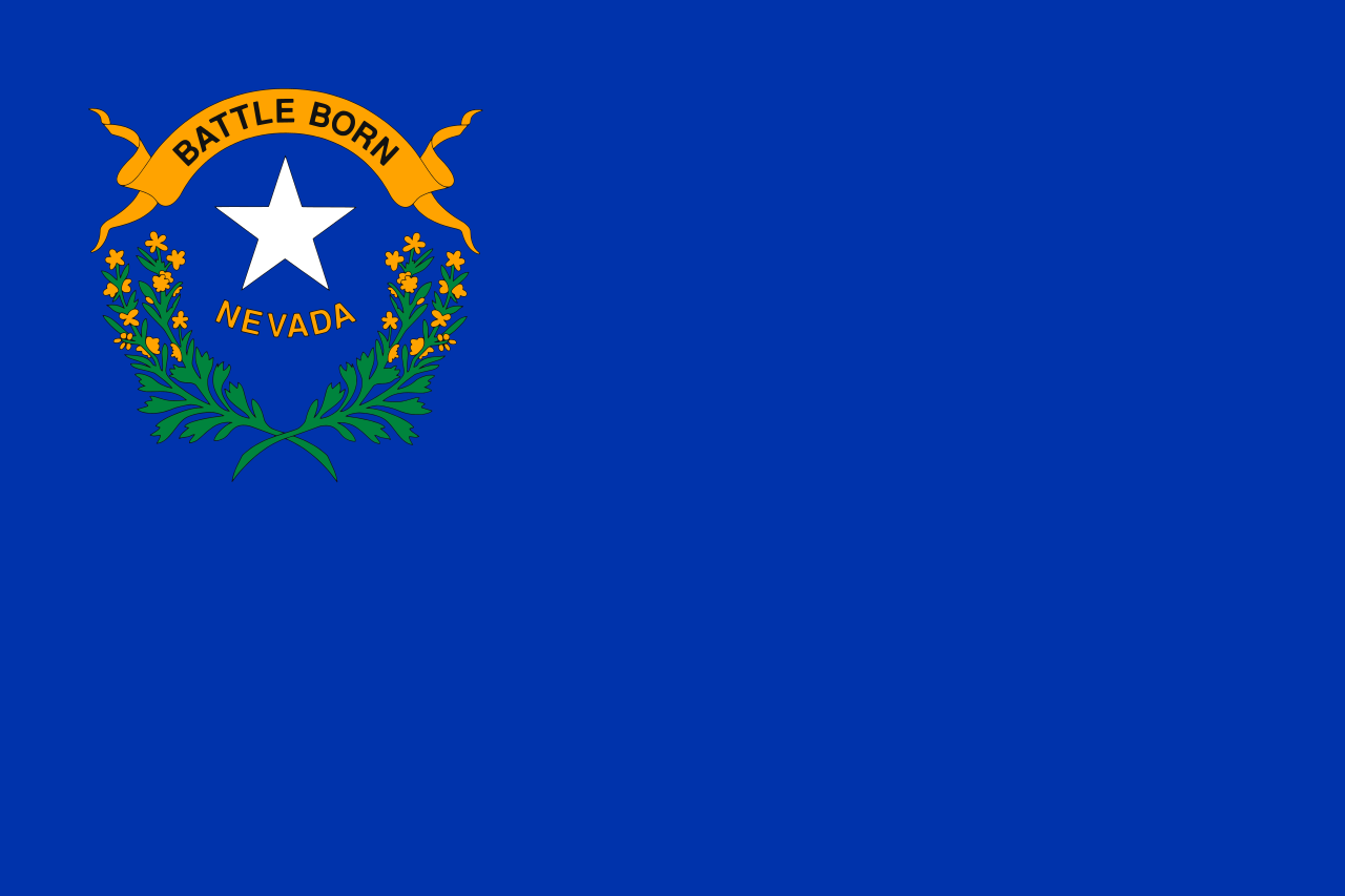 The official state flag of Nevada was adopted in 1991 and features a cobalt blue field with a silver star on the upper left-hand corner. - History By Mail