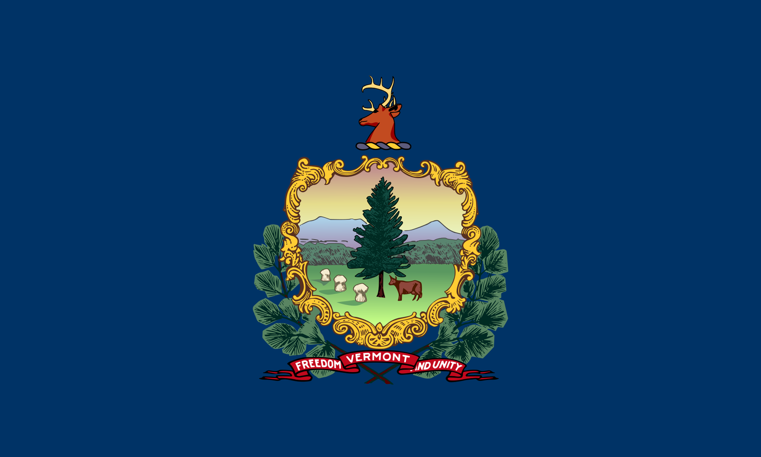 The official state flag of Vermont was adopted in 1923 and features the state coat of arms against a field of azure. - History By Mail
