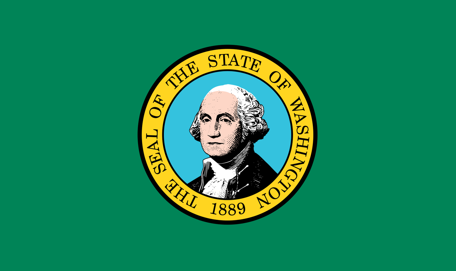 The official state flag of Washington was adopted in 1923 and showcases a state seal centered on a field of dark green. - History By Mail