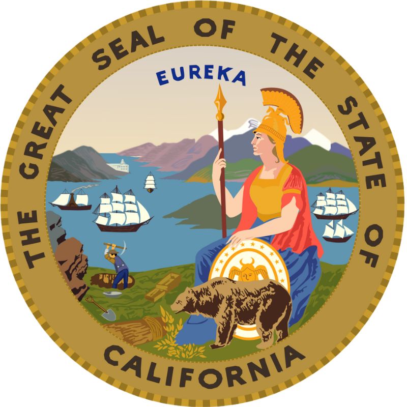 The California State Seal, adopted in 1849, features Athena, the goddess of wisdom and war. - History By Mail