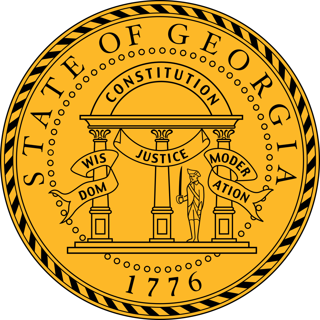 The Georgia State Seal, adopted in 1914, features an arch with three columns in the center. - History By Mail