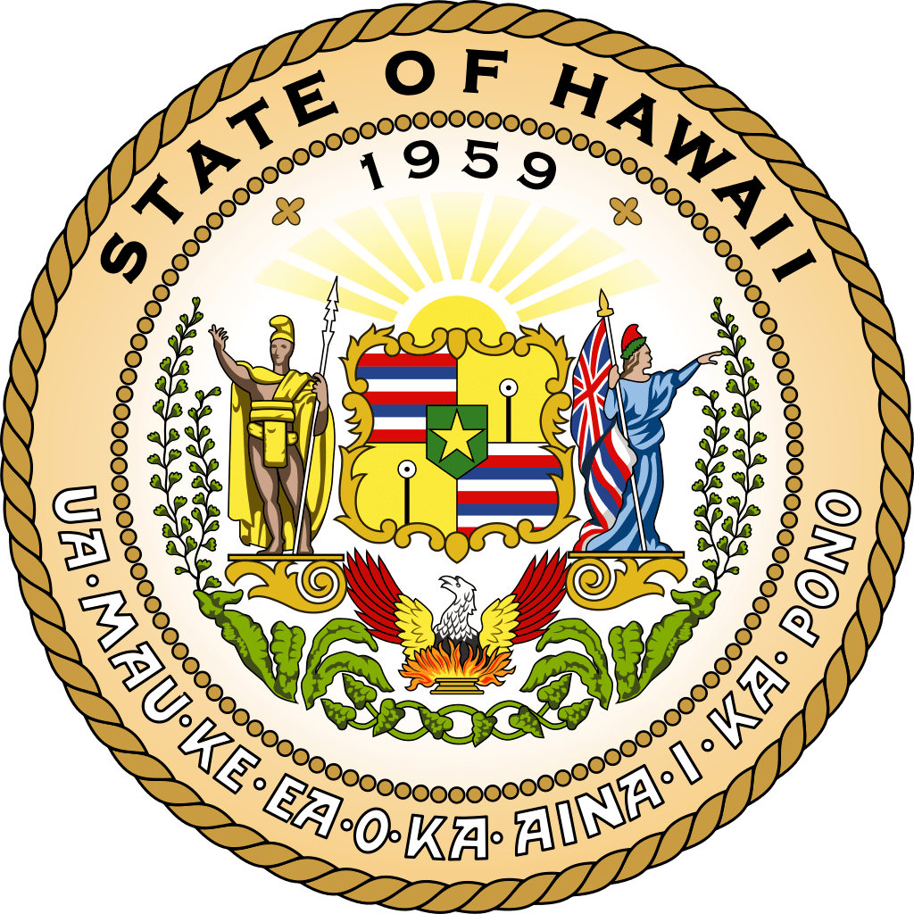 The Hawaii State Seal, adopted in 1959, features a heraldic shield which is quartered in the center. - History By Mail