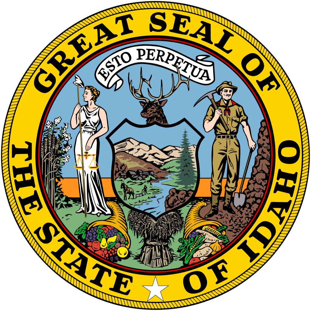 The Idaho State Seal, adopted in 1890, features a woman and a man supporting a shield. - History By Mail