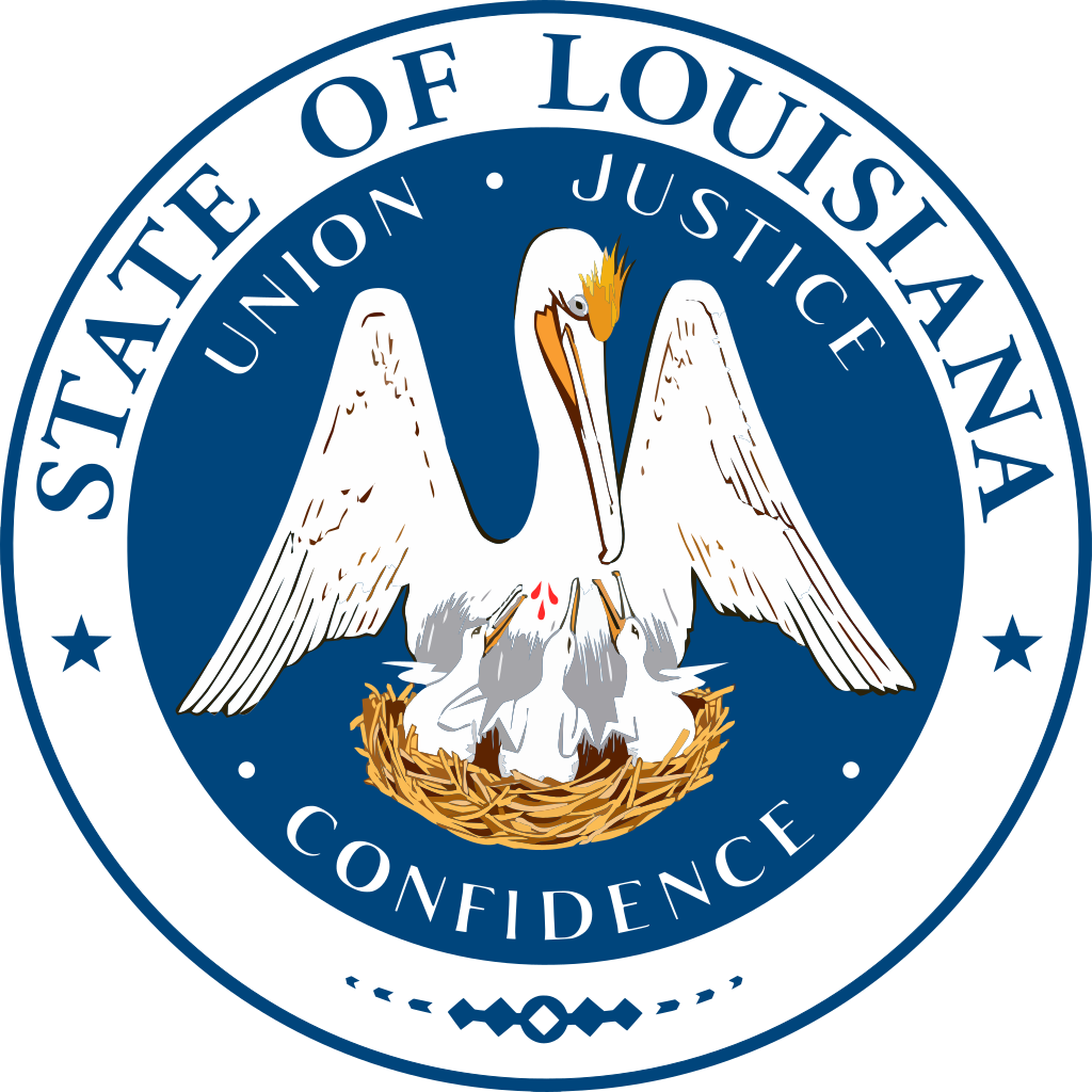 The Louisiana State Seal, adopted in 2006, features a pelican in white in the center. - History By Mail