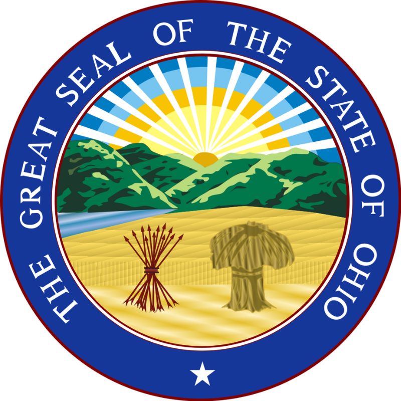 The Ohio State Seal, adopted in 1996, features a sunrise in Chillicothe along with symbols of the state's origins. - History By Mail