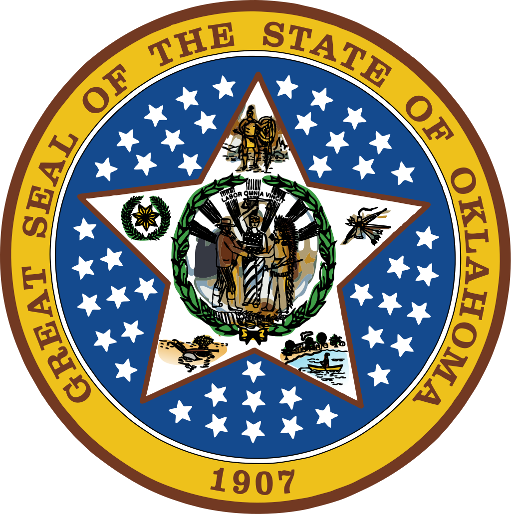 The Oklahoma State Seal, adopted in 1996, features a five-pointed star in a circle. - History By Mail