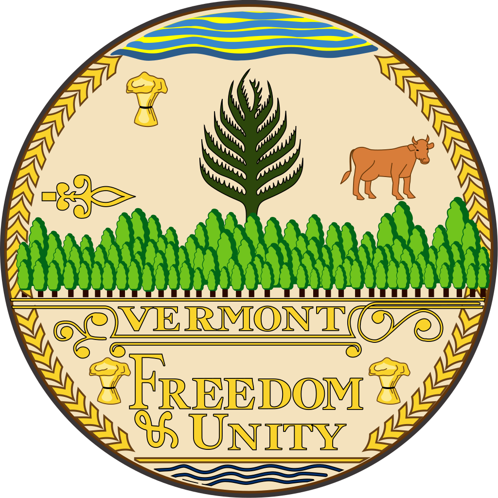 The Vermont State Seal, adopted in 1779, features a row of wooded hills with a pine tree at the center. - History By Mail