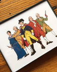 Five "Revolutionary Superheroes" with George Washington Small framed print - 5" x 7"