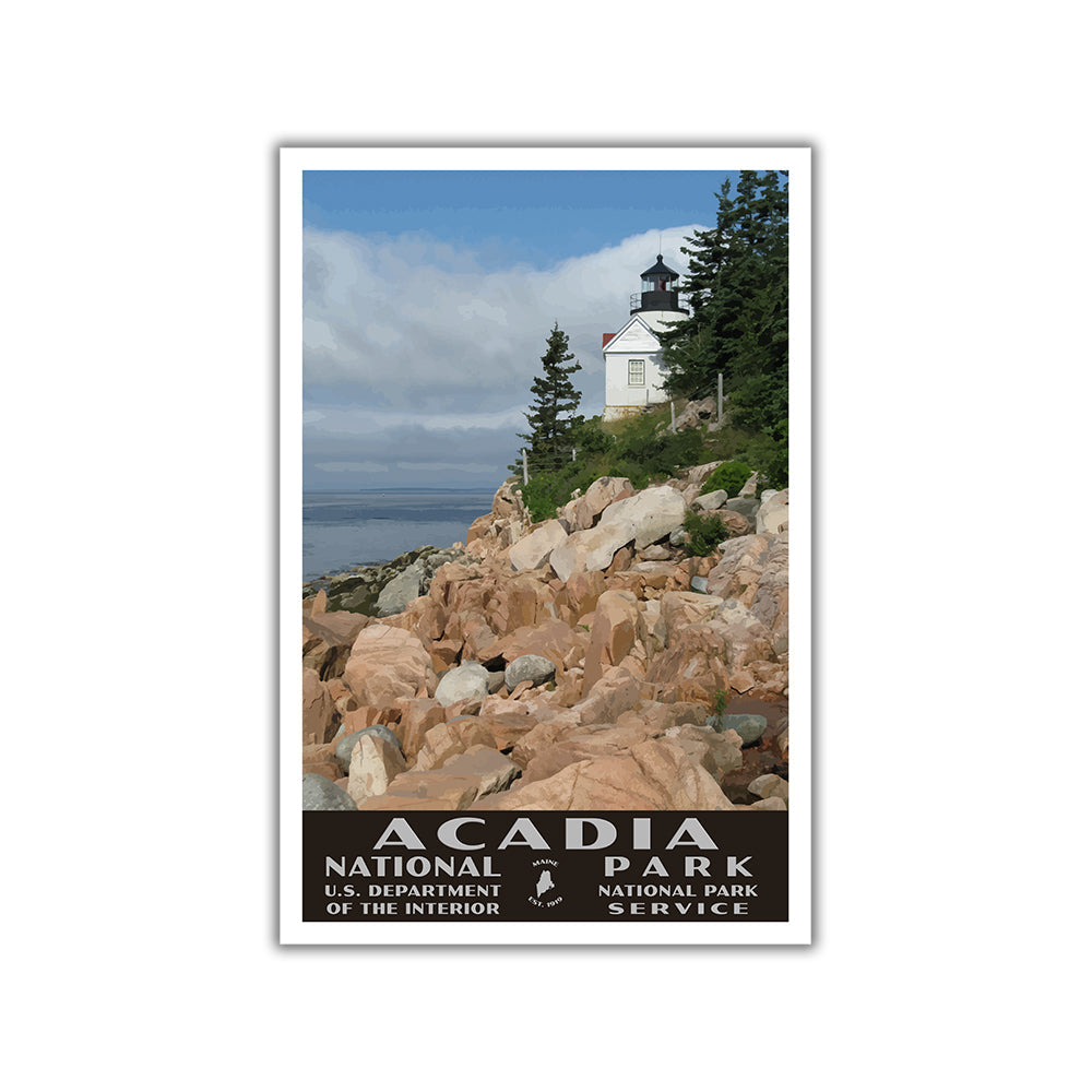 Acadia National Park Poster-WPA (Bass Harbor Lighthouse)