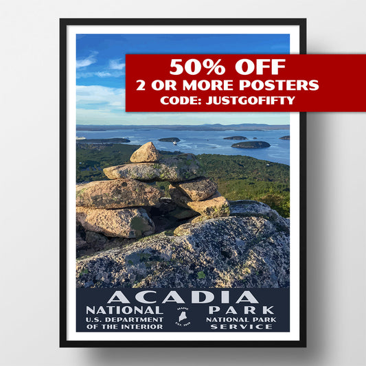 Acadia National Park Poster-WPA (Champlain Mountain)