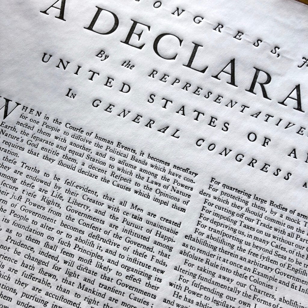 Framed "Declaration of Independence" from the Printing Office of Edes & Gill in Boston