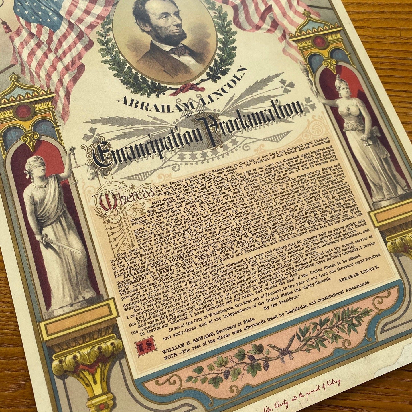 Abraham Lincoln and the Emancipation Proclamation as a small poster
