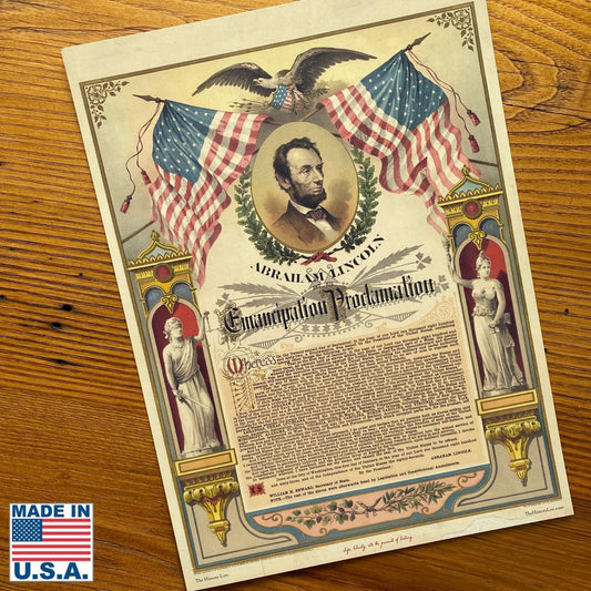 Abraham Lincoln and the Emancipation Proclamation as a small poster