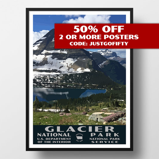 Glacier National Park Poster-WPA (Hidden Lake)