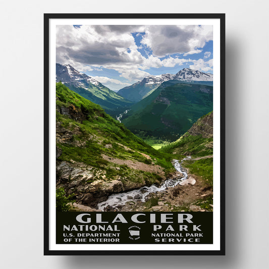 Glacier National Park Poster-WPA (Going-to-the-Sun Road)