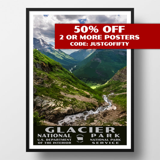 Glacier National Park Poster-WPA (Going-to-the-Sun Road)