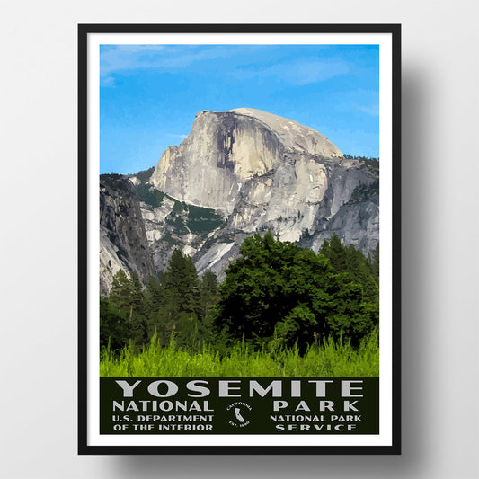 Yosemite National Park Poster-WPA (Half Dome Blue Sky)