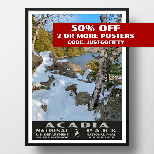 Acadia National Park Poster - WPA (Jordan Pond in Winter)