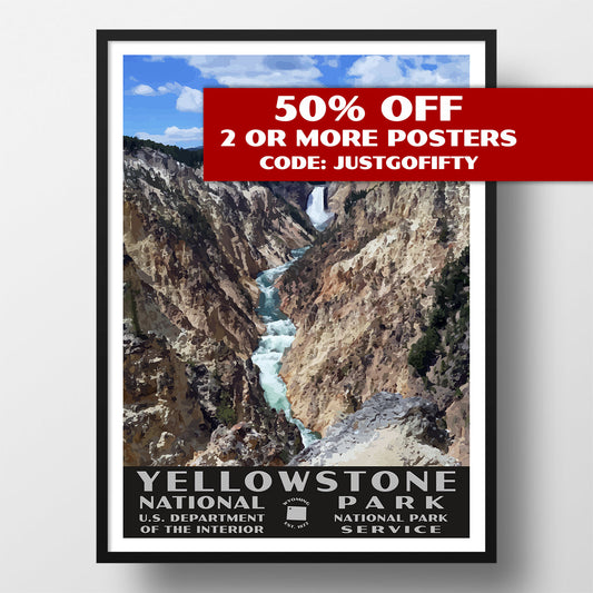 Yellowstone National Park Poster-WPA (Yellowstone Falls)
