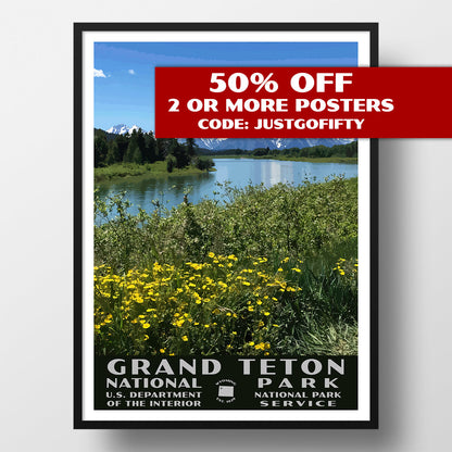 Grand Teton National Park Poster-WPA (Oxbow Bend)