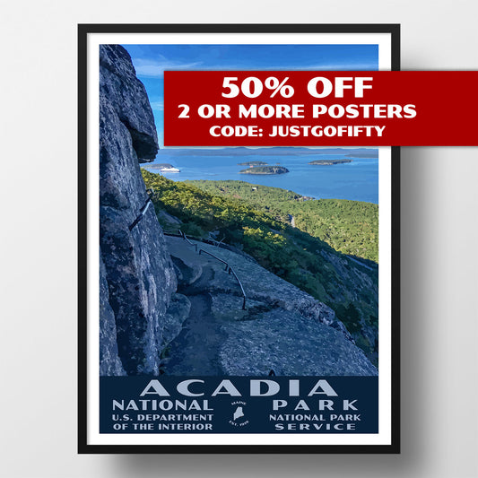 Acadia National Park Poster-WPA (Precipice Trail)