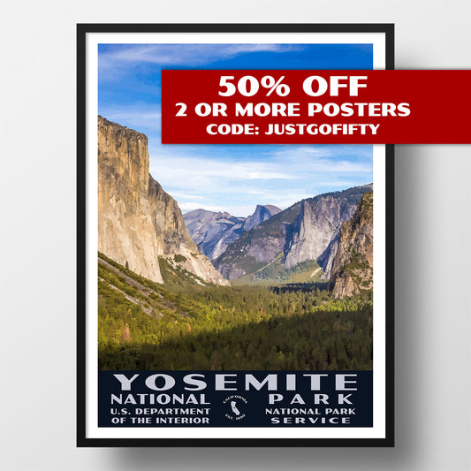 Yosemite National Park Poster-WPA (Tunnel View)