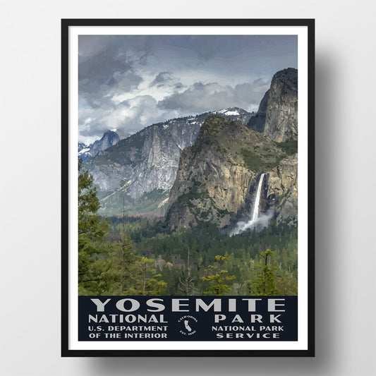 Yosemite National Park Poster-WPA (Yosemite Falls and Half Dome)