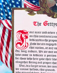 Gettysburg Address in full color with Lincoln and flags — Archival print