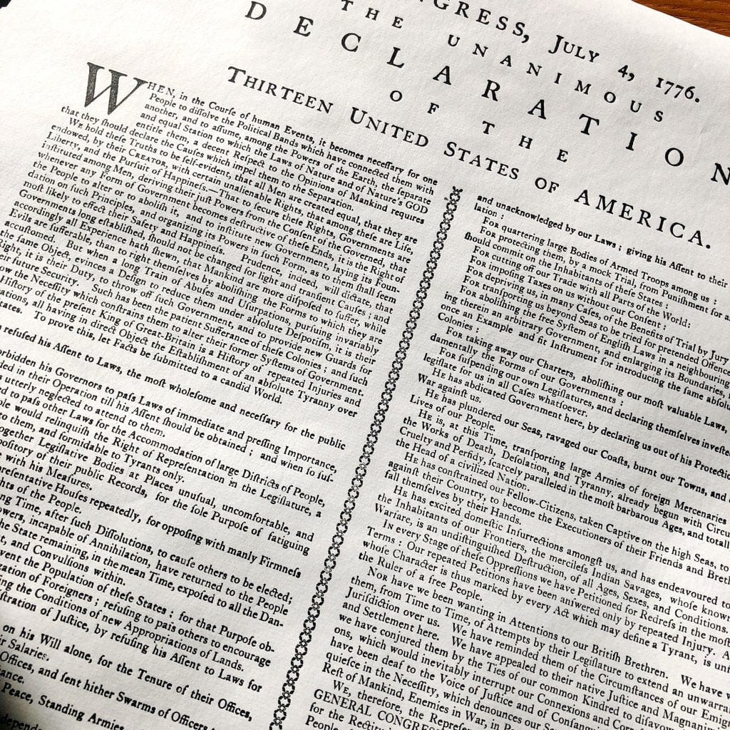 "Declaration of Independence" printed by Mary Katherine Goddard (Baltimore)