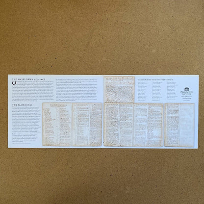 Mayflower Passengers foldout with those who survived the first year—folds to 8 1/2" x 11"