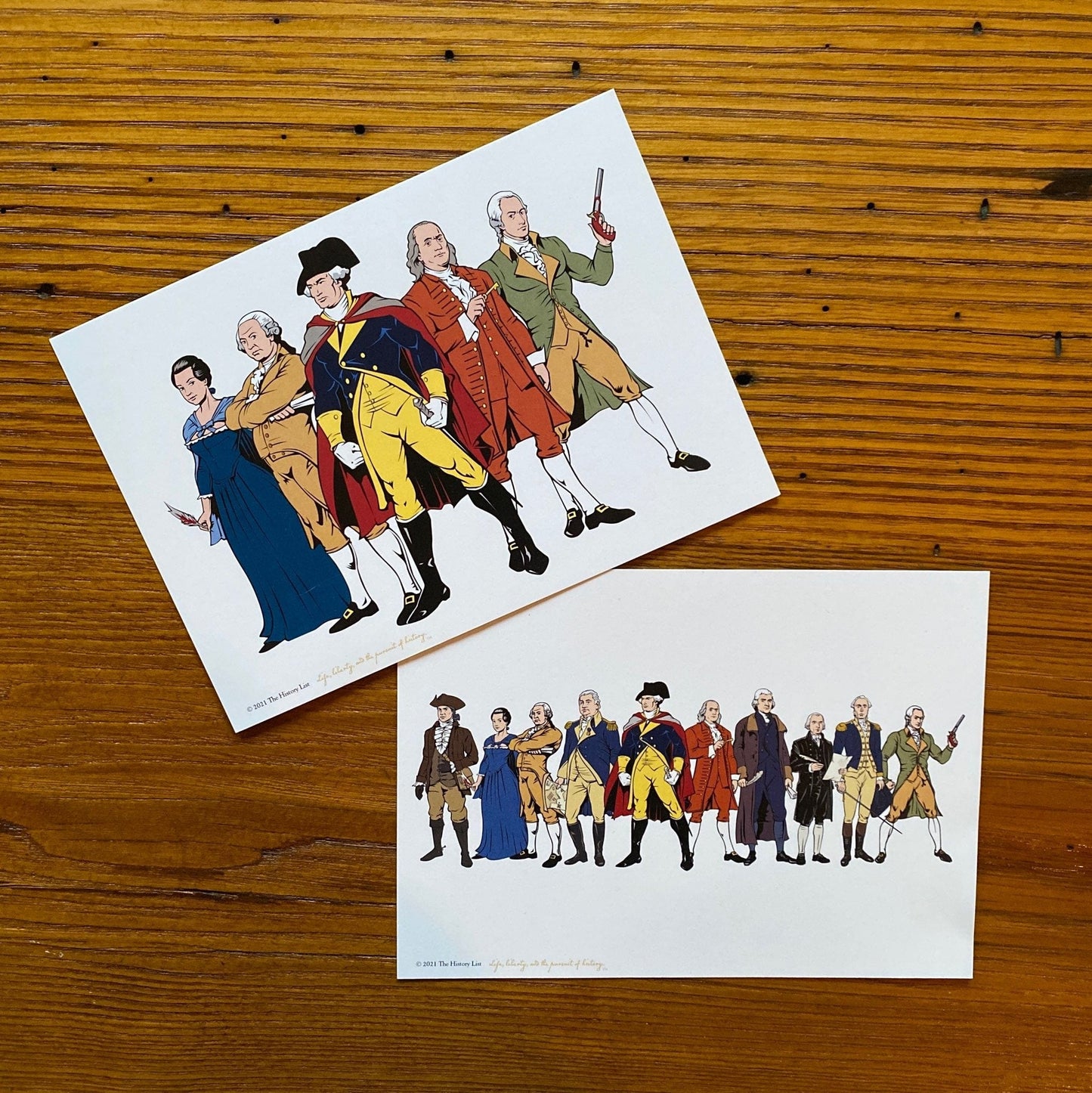 Five "Revolutionary Superheroes" with George Washington Small framed print - 5" x 7"