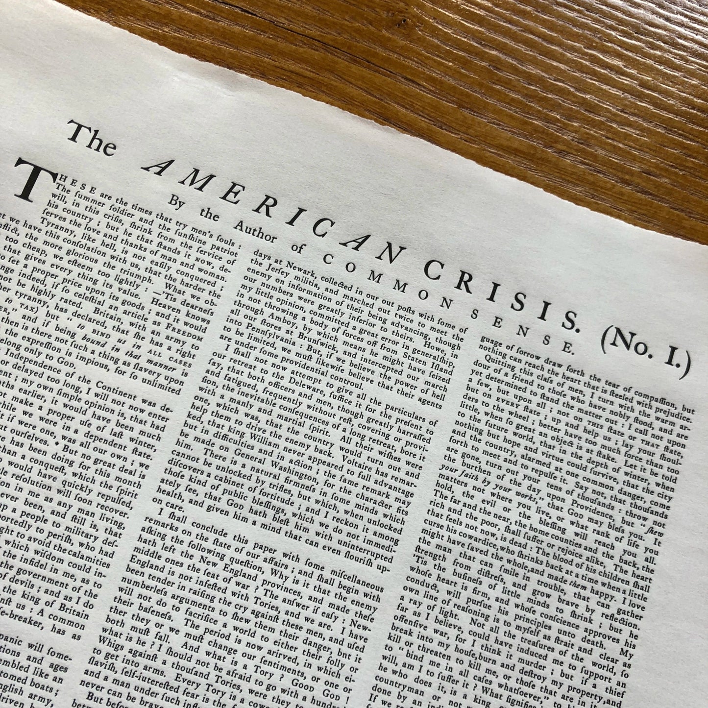 "The American Crisis" by Thomas Paine - "These are the times that try men’s souls" - Broadside printed in Boston